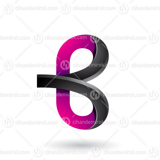 Black and Magenta Bold Curvy Letter B Vector Illustration