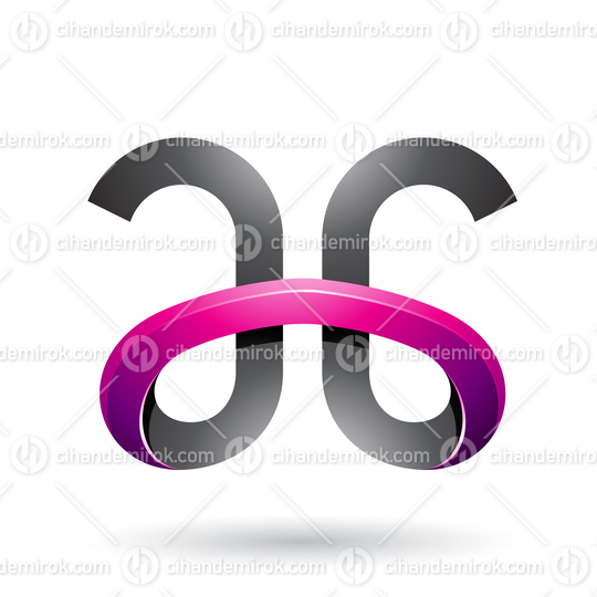 Black and Magenta Bold Curvy Letters A and G Vector Illustration