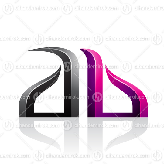 Black and Magenta Bow-like Embossed Letters of A and B