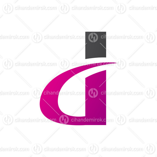 Black and Magenta Curvy Pointed Letter D Icon