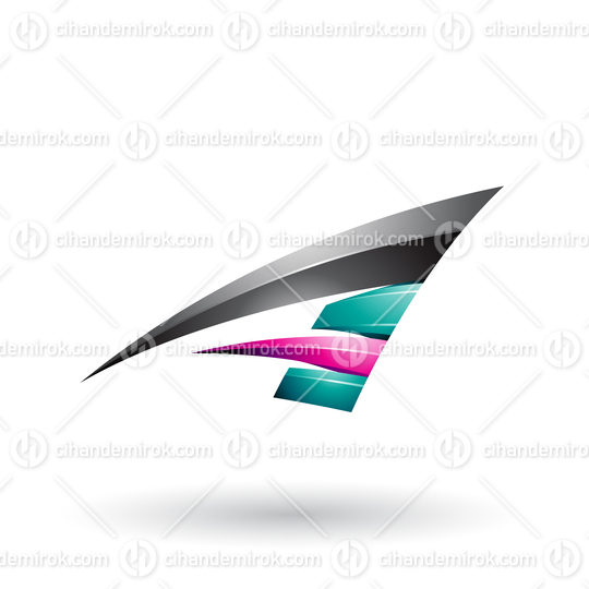 Black and Magenta Dynamic Glossy Flying Letter A