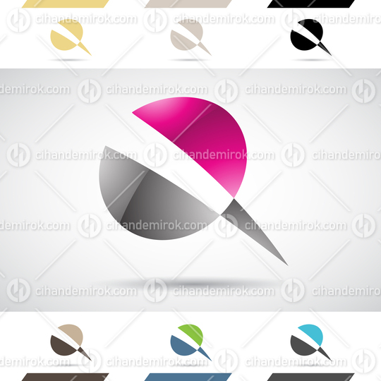 Black and Magenta Glossy Abstract Logo Icon of Nail Shaped Letter Q