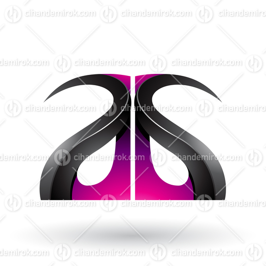 Black and Magenta Glossy Curvy Embossed Letters A and G