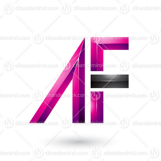 Black and Magenta Glossy Letters of A and F Vector Illustration