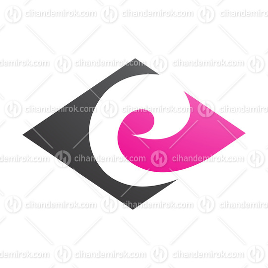 Black and Magenta Horizontal Diamond Shaped Letter E Icon