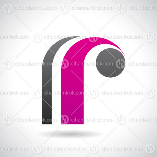 Black and Magenta Round Retro Striped Logo Icon of Letter R