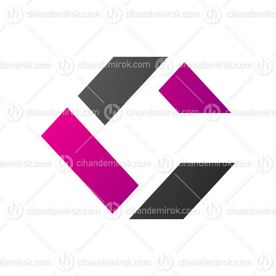 Black and Magenta Square Letter C Icon Made of Rectangles