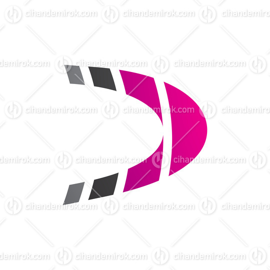 Black and Magenta Striped Letter D Icon