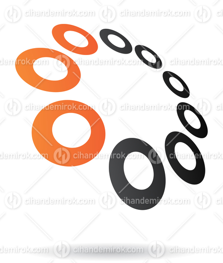 Black and Orange Abstract Circle Shapes Aligned as a Bigger Circle Logo Icon