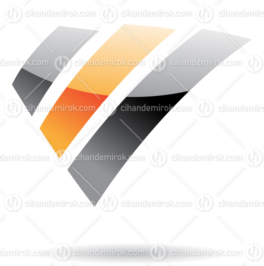 Black and Orange Abstract Glossy Bars Logo Icon