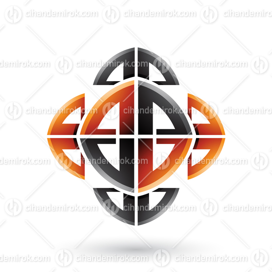 Black and Orange Abstract Ornamental Bow Shapes
