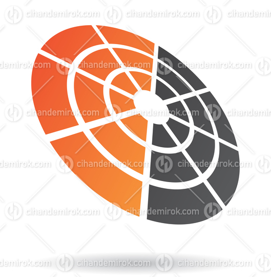 Black and Orange Abstract Radar Logo Icon in Perspective