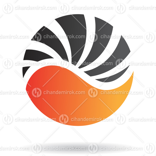 Black and Orange Abstract Wavy Striped Round Logo Icon