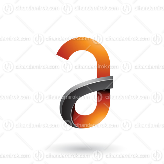 Black and Orange Bold Curvy Letter A Vector Illustration