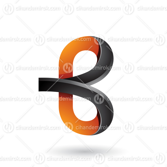 Black and Orange Bold Curvy Letter B Vector Illustration