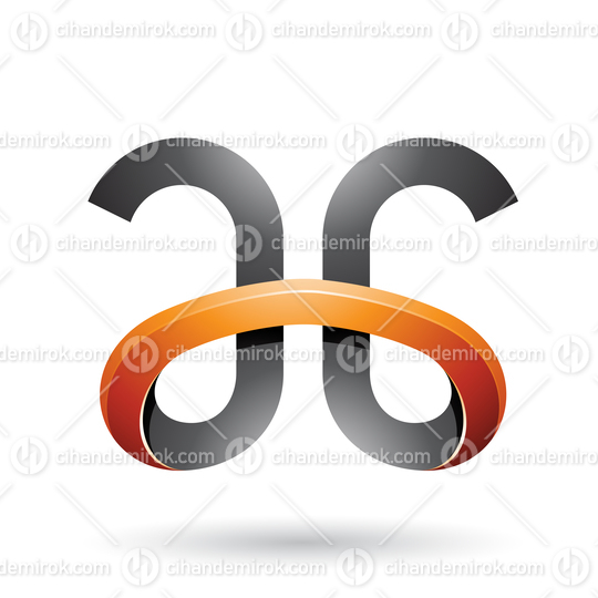 Black and Orange Bold Curvy Letters A and G Vector Illustration
