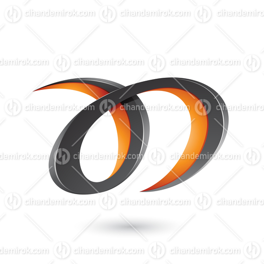 Black and Orange Curvy Letter A and D Vector Illustration