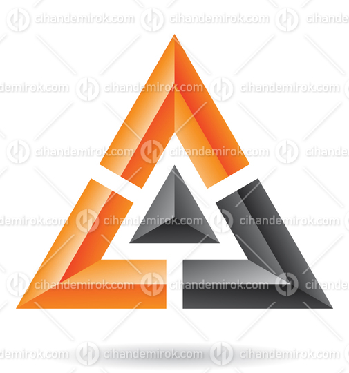 Black and Orange Embossed Triangle Frame Abstract Logo Icon