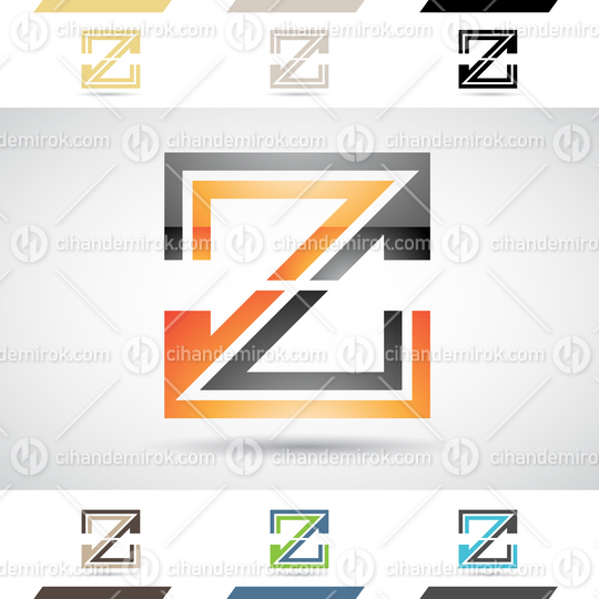 Black and Orange Glossy Abstract Logo Icon of Striped Square Letter Z