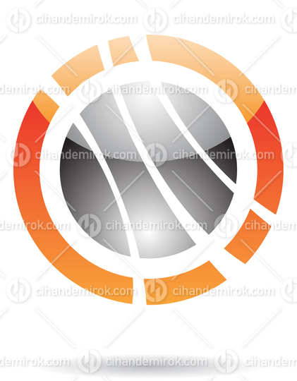Black and Orange Glossy Abstract Orbit Like Logo Icon