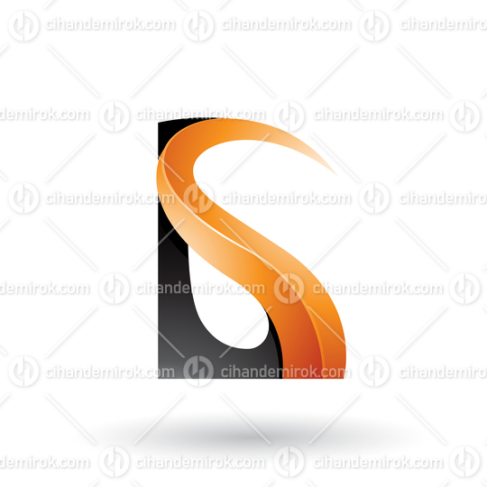 Black and Orange Glossy Curvy Embossed Letter G 