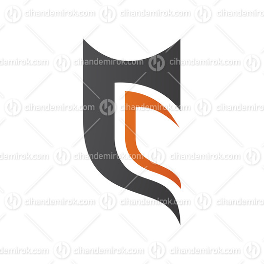 Black and Orange Half Shield Shaped Letter C Icon