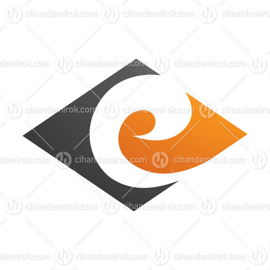 Black and Orange Horizontal Diamond Shaped Letter E Icon