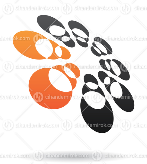 Black and Orange Intersecting Circles Abstract Logo Icon