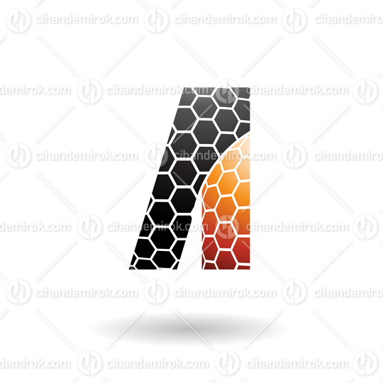 Black and Orange Letter A with Honeycomb Pattern