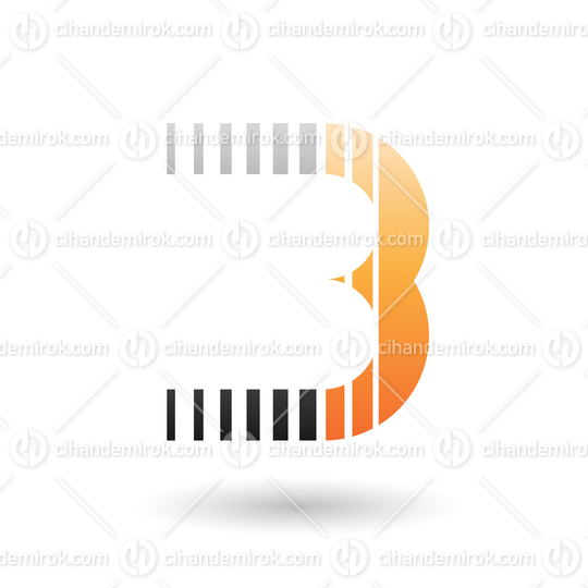 Black and Orange Letter B Icon with Vertical Stripes