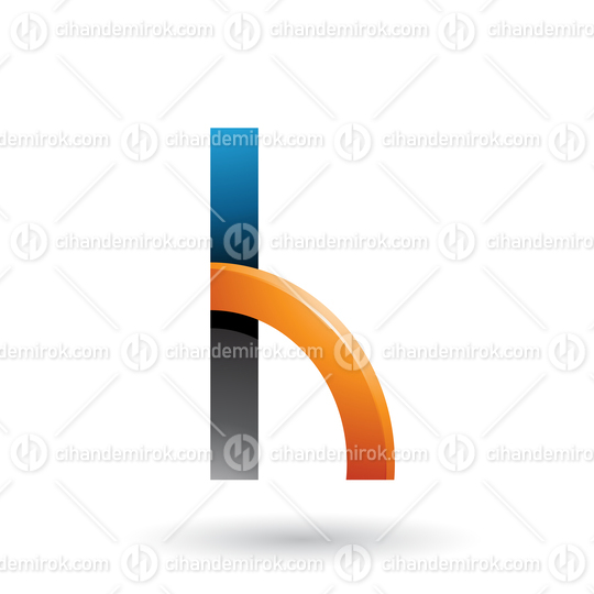 Black and Orange Letter H with a Glossy Quarter Circle