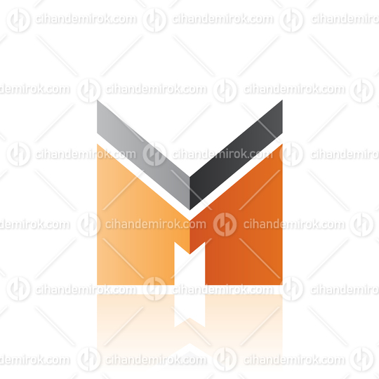 Black and Orange Letter M with a Thick Stripe and Reflection