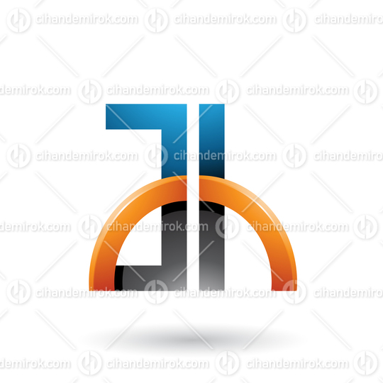Black and Orange Letters A and H with a Glossy Half Circle