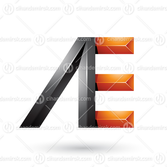 Black and Orange Pyramid Like Dual Letters of A and E