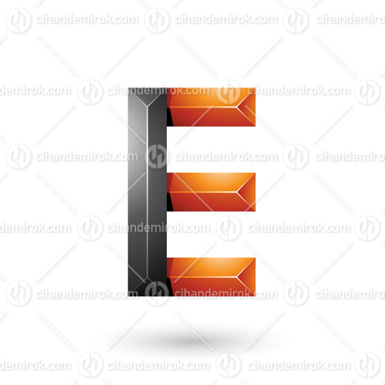 Black and Orange Pyramid Like Geometrical Letter E