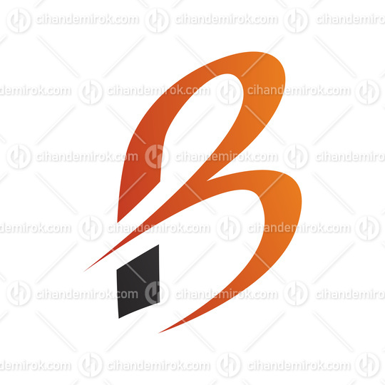 Black and Orange Slim Letter B Icon with Pointed Tips