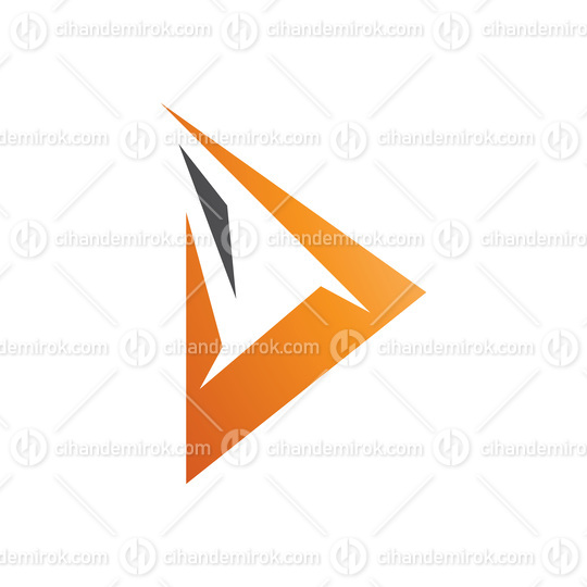 Black and Orange Spiky Triangular Letter D Icon