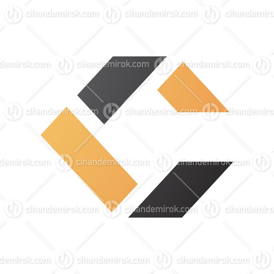 Black and Orange Square Letter C Icon Made of Rectangles