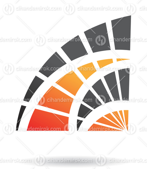Black and Orange Striped Abstract Hand Fan Logo Icon