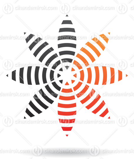 Black and Orange Striped Abstract Revolving Leaves Logo Icon