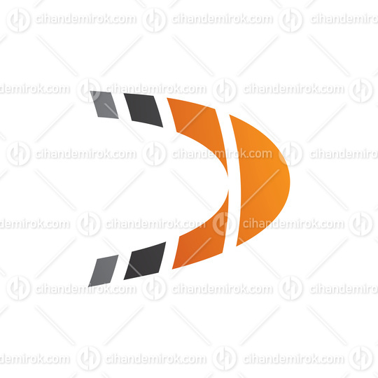 Black and Orange Striped Letter D Icon
