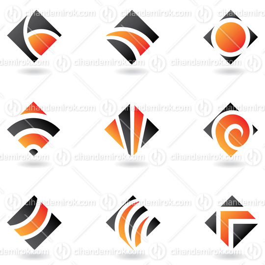 Black and Orange Striped Square Diamond Icons