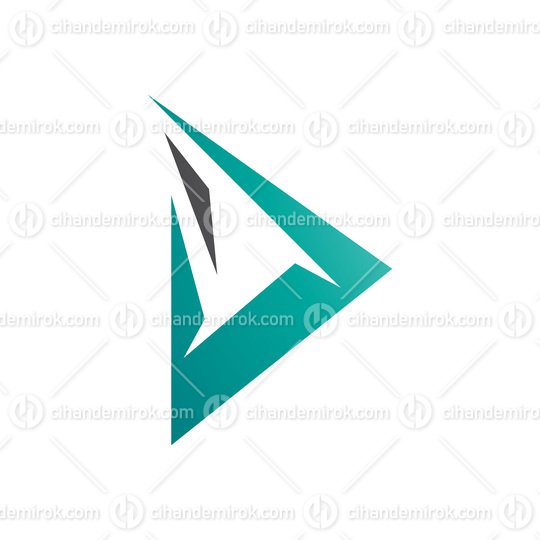Black and Persian Green Spiky Triangular Letter D Icon