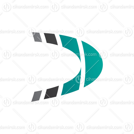 Black and Persian Green Striped Letter D Icon