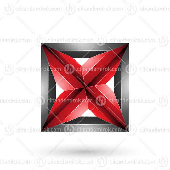Black and Red 3d Geometrical Embossed Square and Triangle Shape 