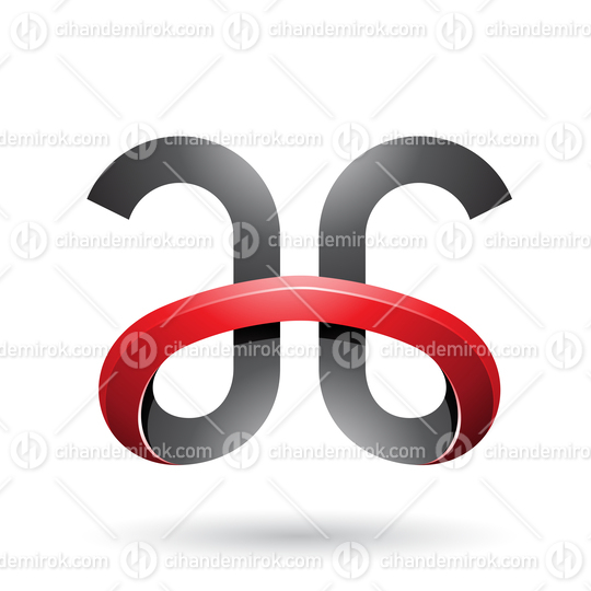 Black and Red Bold Curvy Letters A and G Vector Illustration