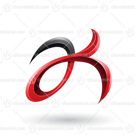 Black and Red Curly Fish Tail Like Letters A and K