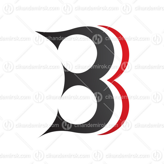 Black and Red Curvy Letter B Icon Resembling Number 3
