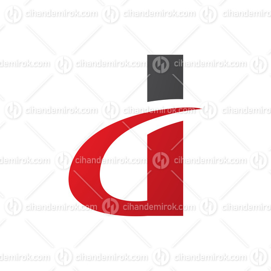 Black and Red Curvy Pointed Letter D Icon