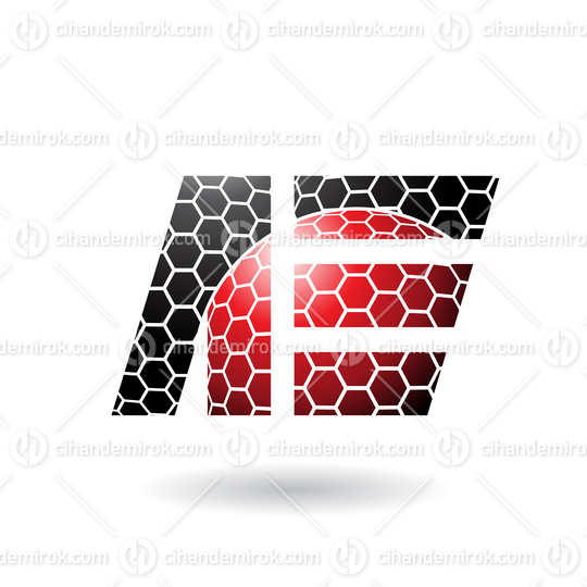 Black and Red Dual Letters of A and E with Honeycomb Pattern